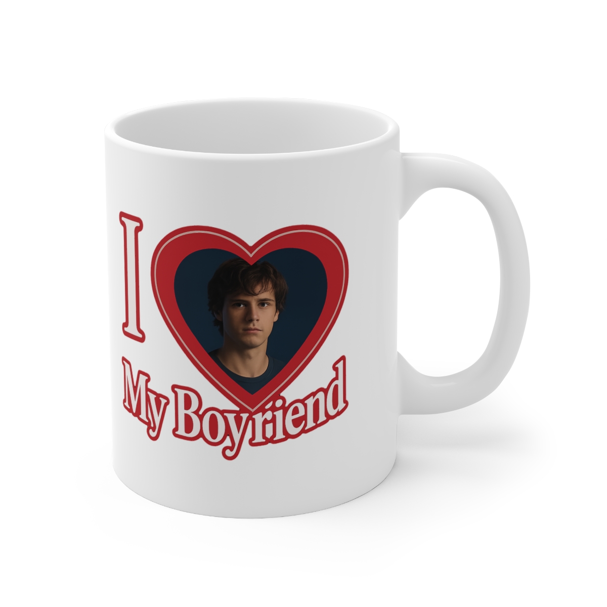 Boyfriend Photo Heart Mug | Love Coffee Cup, Boyfriend Gift, Romantic Ceramic - Official mugs merchandise