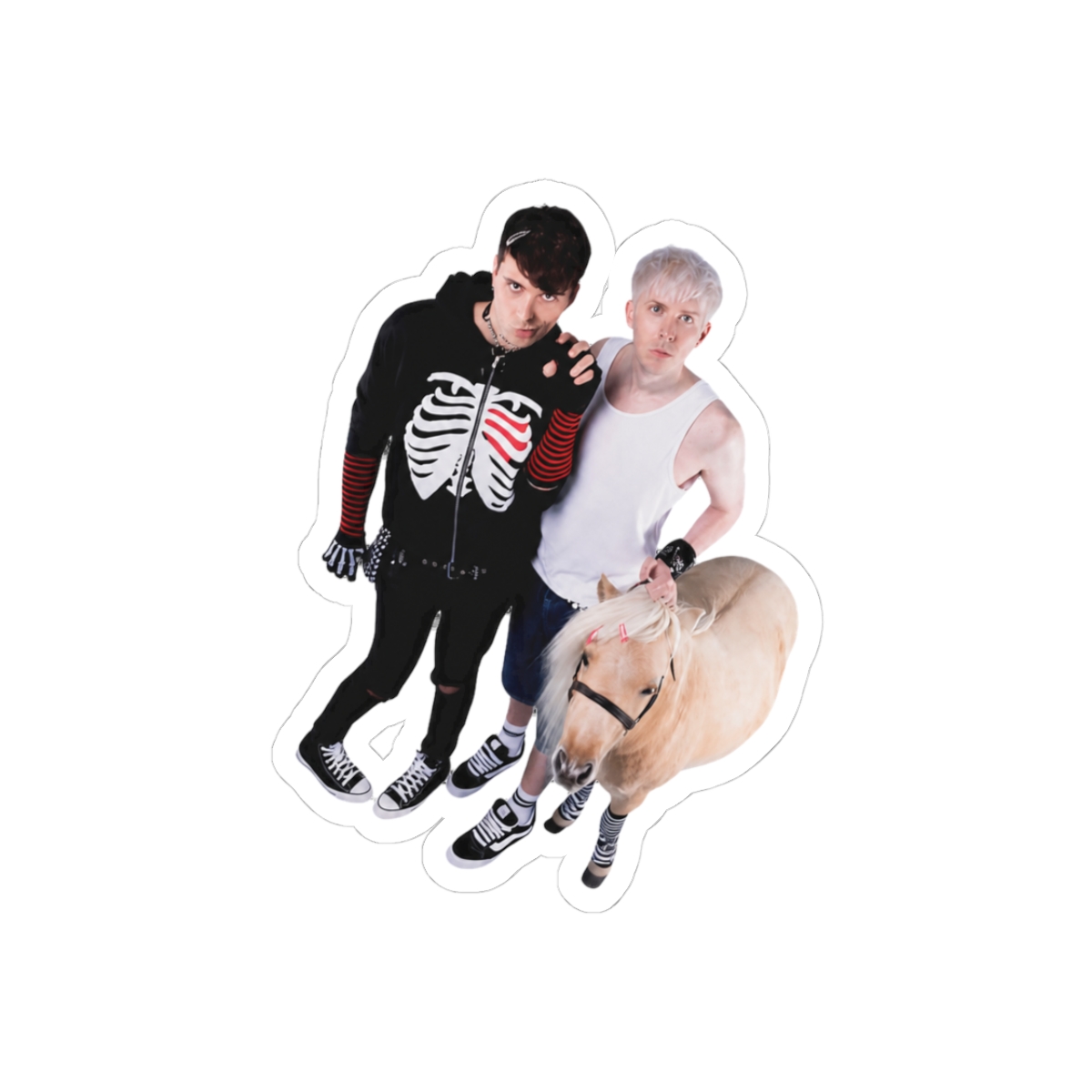 Dan and Phil and a Tiny Horse Emo vs Skater Boy Sticker - Official stickers merchandise