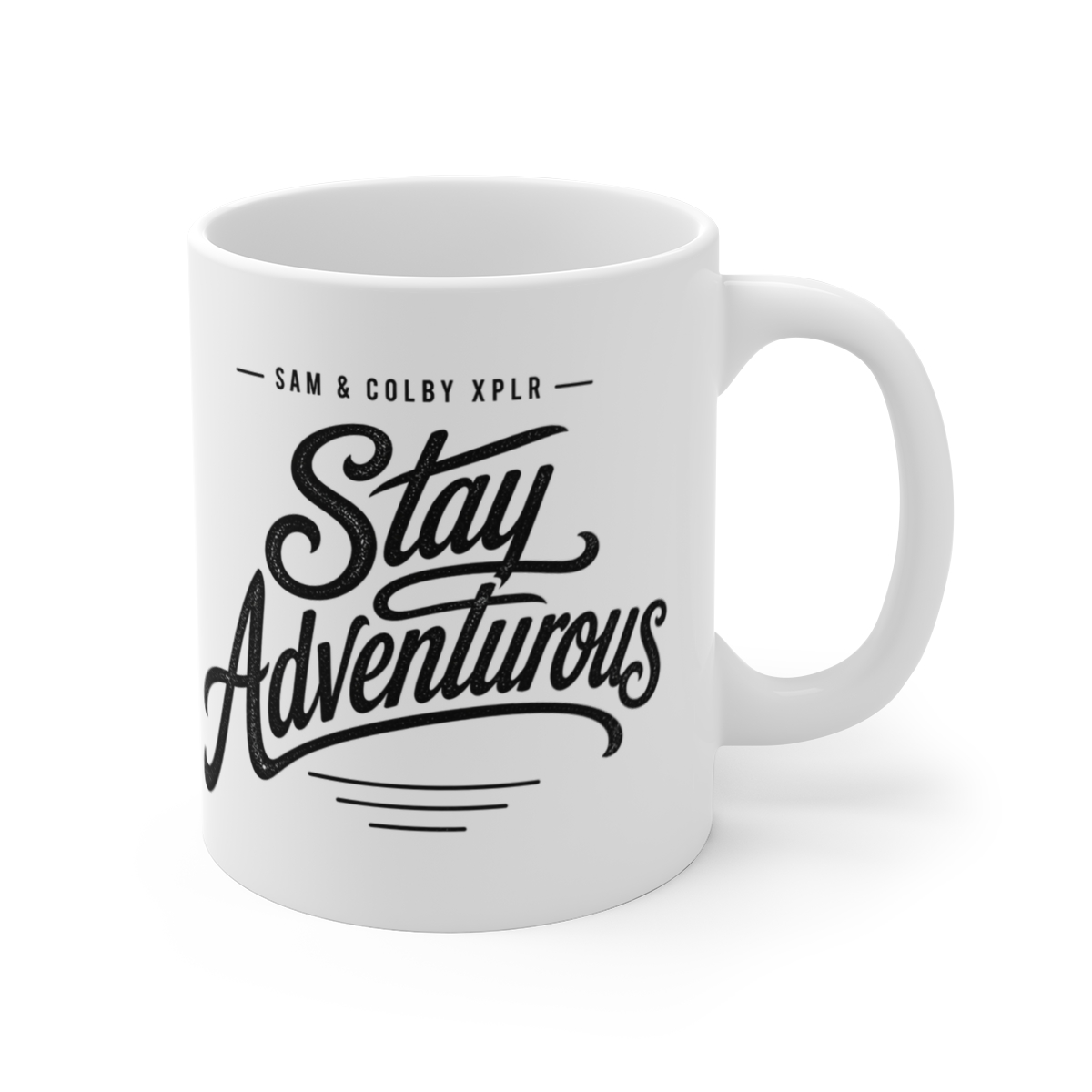 Sam and Colby "Stay Adventurous" White Mug