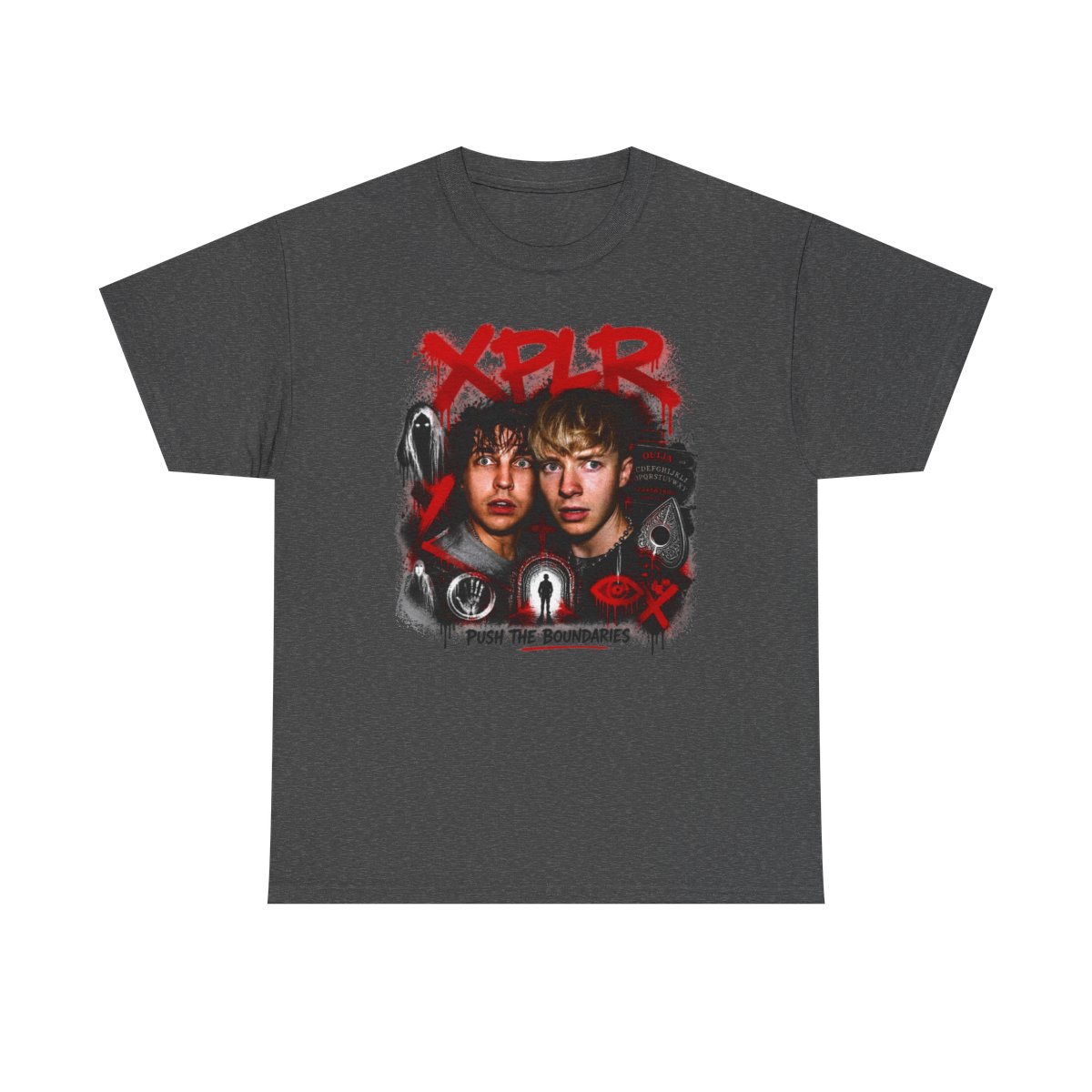 Sam and Colby " in bold, spray-painted style at the top. " Unisex Tee - alternate angle 4, merchandise