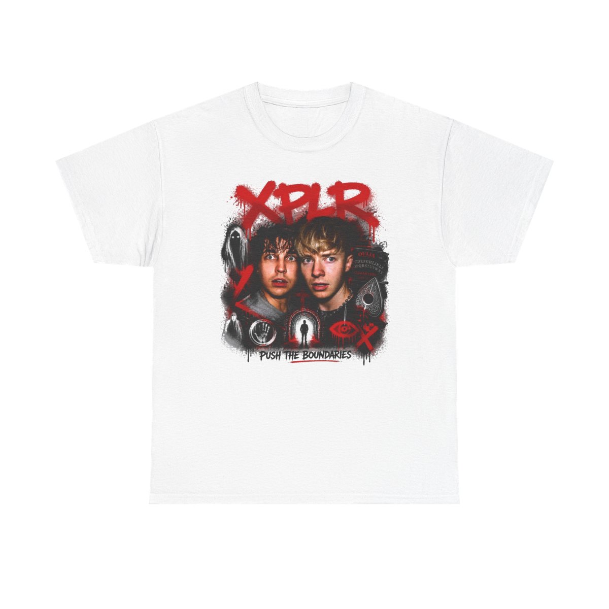 Sam and Colby " in bold, spray-painted style at the top. " Unisex Tee - alternate angle 2, merchandise