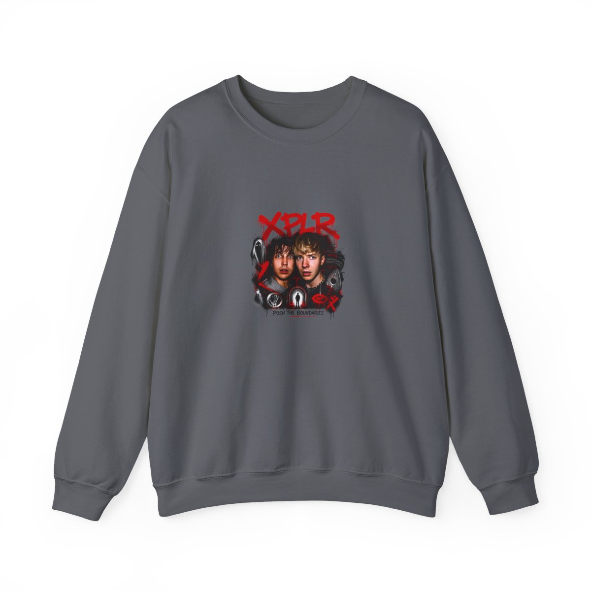 Sam and Colby " in bold, spray-painted style at the top. " Crewneck - alternate angle 5, merchandise