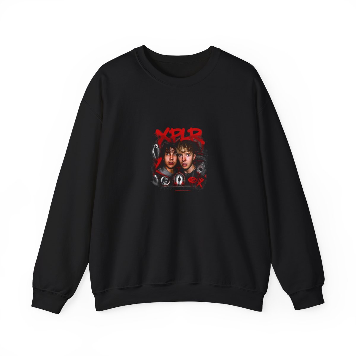 Sam and Colby " in bold, spray-painted style at the top. " Crewneck