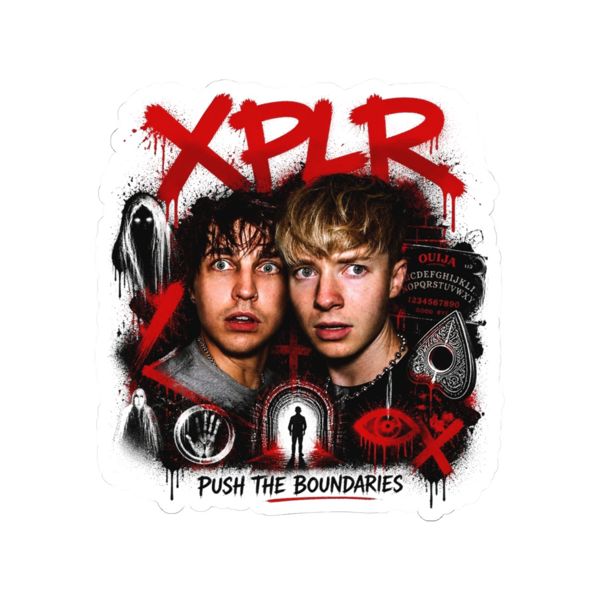 Sam and Colby " in bold, spray-painted style at the top. " Sticker - Sam and Colby official Stickers merch