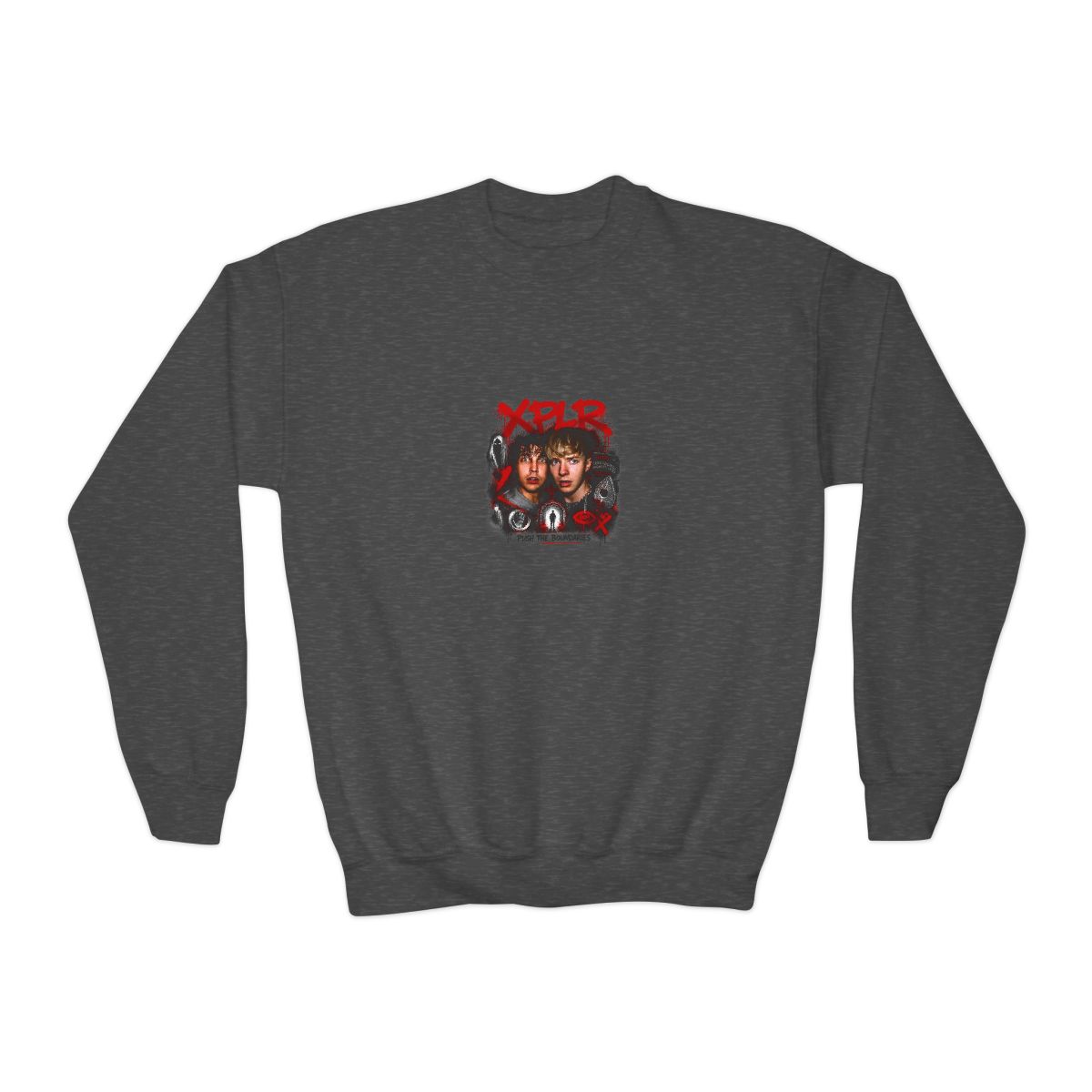 Sam and Colby " in bold, spray-painted style at the top. " Kids Crewneck - alternate angle 3, merchandise