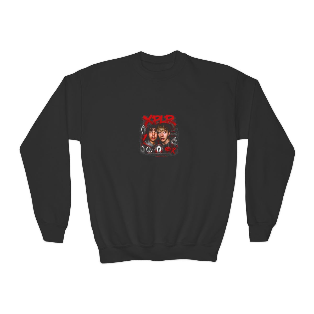 Sam and Colby " in bold, spray-painted style at the top. " Kids Crewneck - alternate angle 2, merchandise