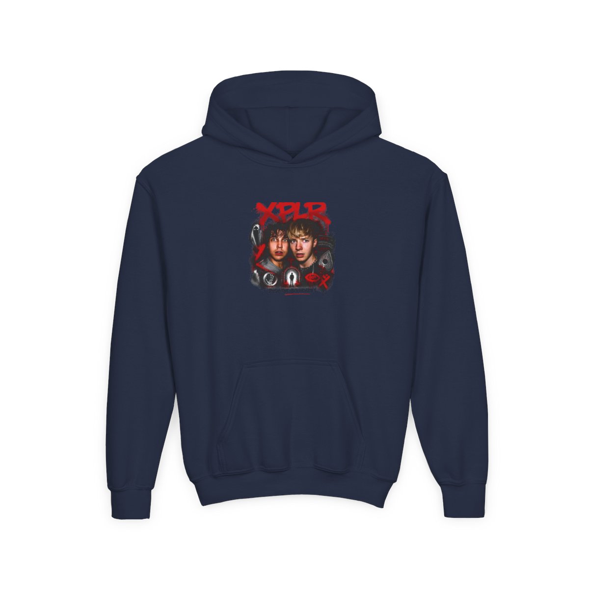 Sam and Colby " in bold, spray-painted style at the top. " Kids Hoodie - alternate angle 5, merchandise