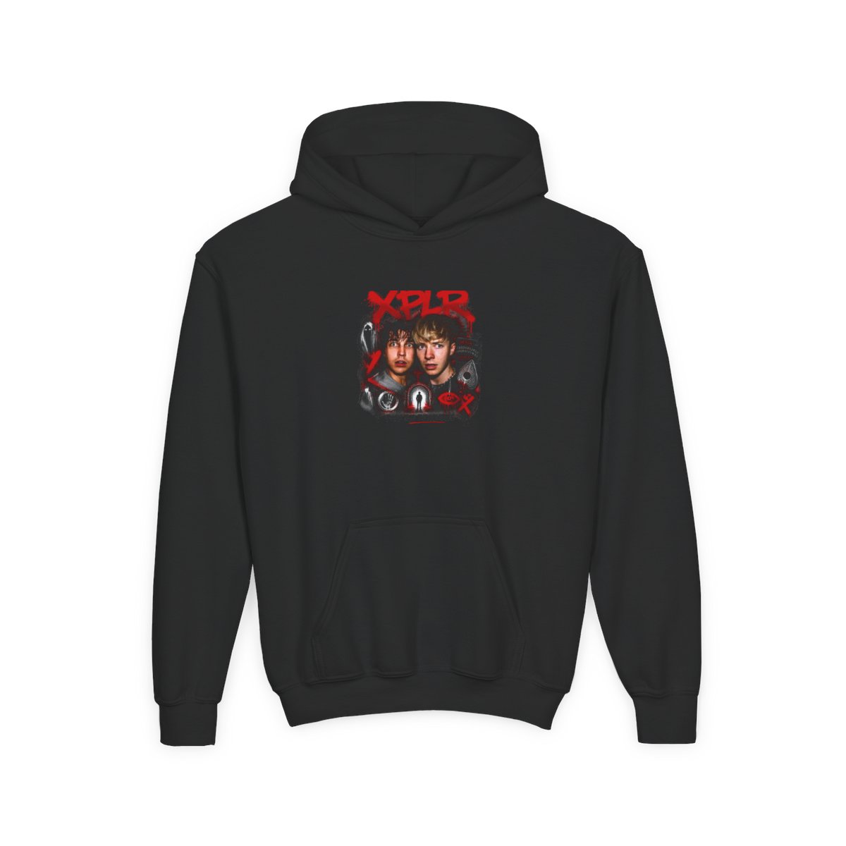 Sam and Colby " in bold, spray-painted style at the top. " Kids Hoodie - alternate angle 2, merchandise