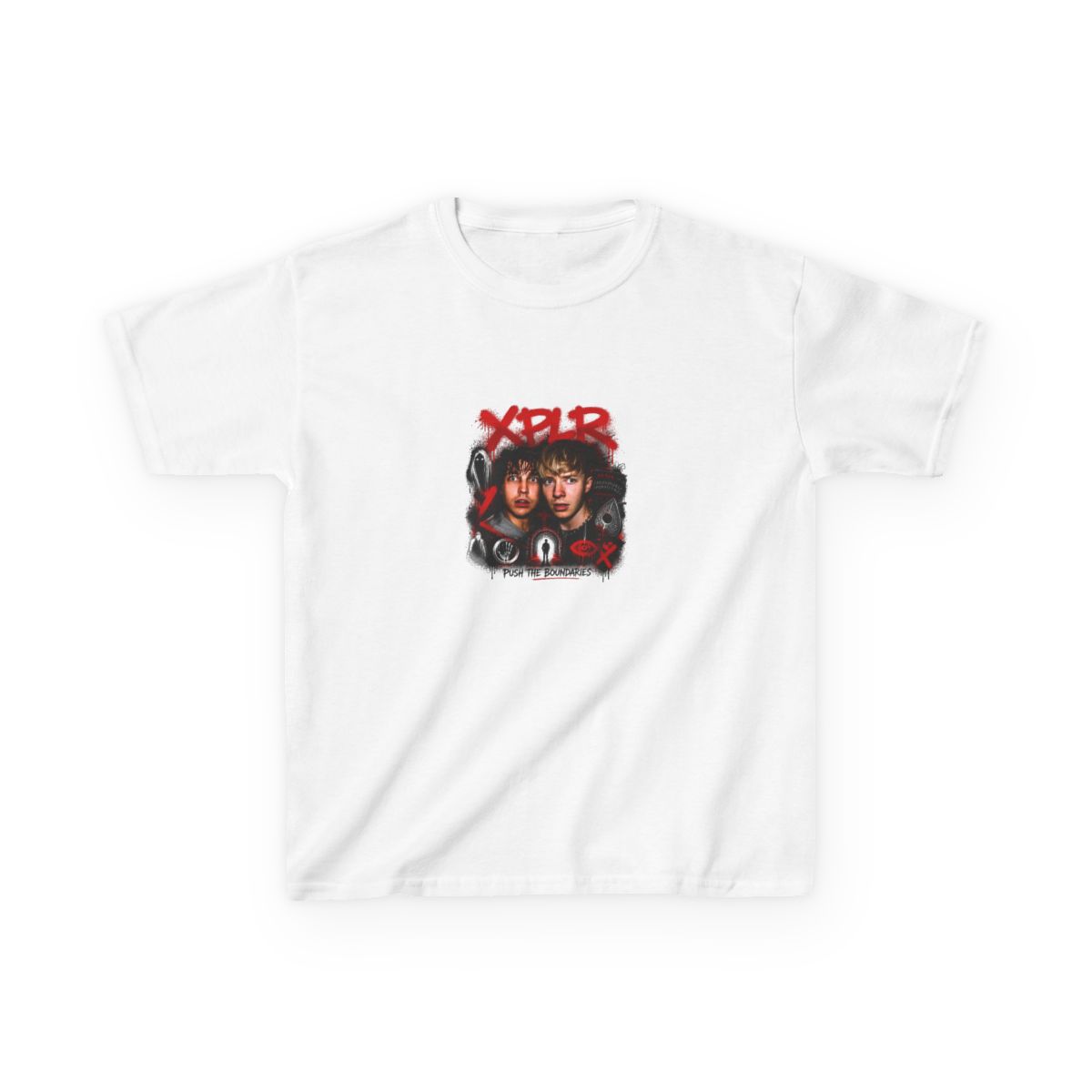 Sam and Colby " in bold, spray-painted style at the top. " Unisex Kids Tee